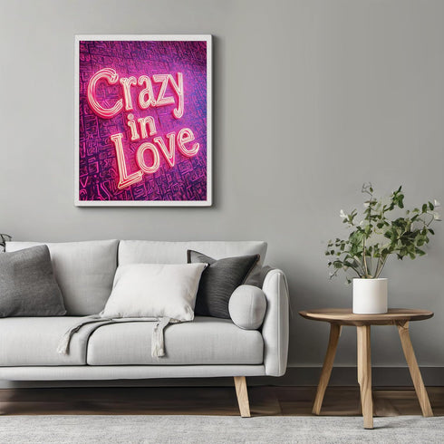 Posterizer 1 pcs-crazy in love-neon art-Valentine's inspired poster-Romantic Art-Holiday Poster Collection-Gift for Couples boyfriend girlfriend H...