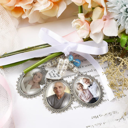 Wedding Bouquet Charm, Bouquet Charms for Wedding Memory, Bridal Lacy Oval Photo Charm, Memorial Bride Angel Pendant for Bridal Shower Party, You ...