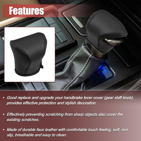 X AUTOHAUX Car Gear Shift Knob Cover Protector Gear Shift Knob Trim for Lexus ES 2018-2020 Black W/Black Stitches...