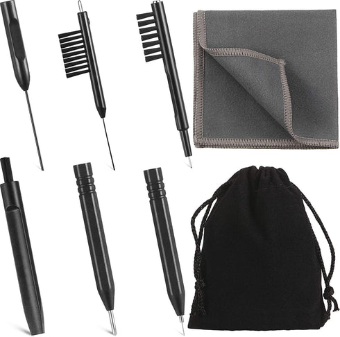 7 Pieces Hearing Aid Cleaning Tools Hearing Aid Amplifier Cleaning Brush and Magnet, Hear Aid Cleaning Kit with Velvet Bag...