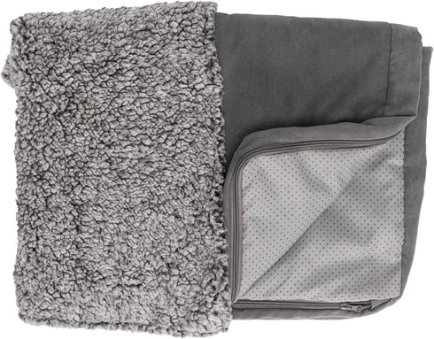 Furhaven Replacement Dog Bed Cover Berber & Suede Blanket Top Mattress, Machine Washable - Gray, Medium...