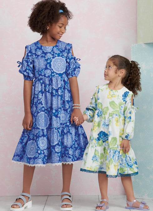 Simplicity Easy to Make Children's and Girls' Relaxed Fit Tiered Dress Sewing Pattern Packet, Design Code S9933, Sizes 7-8-10-12-14, Multicolor...
