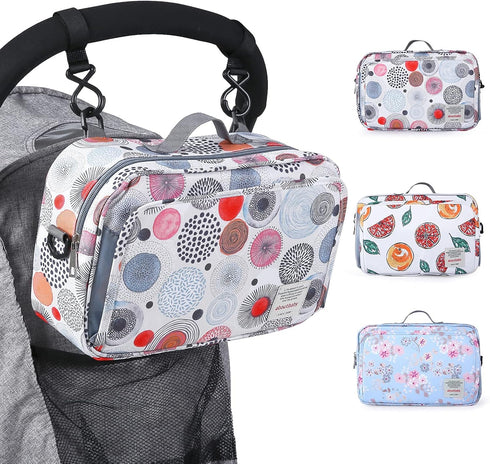 Baby Stroller Caddy Organizer for Baby Storage On The Go with Muti Pockets, Non-Slip Stroller Hooks and Adjustable Strap...