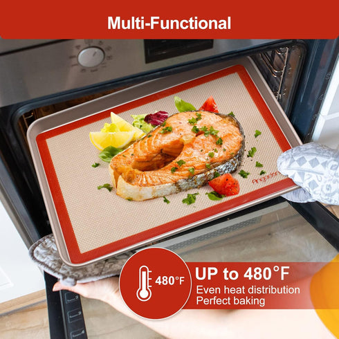 Silicone Baking Mat Set of 6, Easy Clean & Non-Stick Food Grade Reusable Baking Mat, Silicon Baking Mats Oven Liner Sheet, Round & Square Cake Mat...