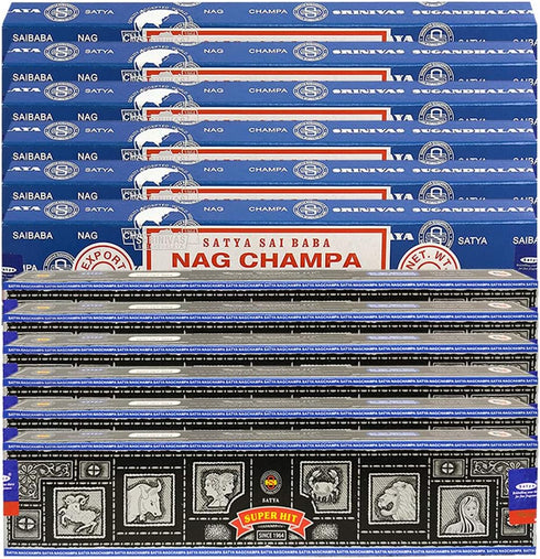 Nag Champa Incense Sticks and Super Hit Incense Sticks with Incense Holder Bundle for Home Fragrance and Spiritual Décor...