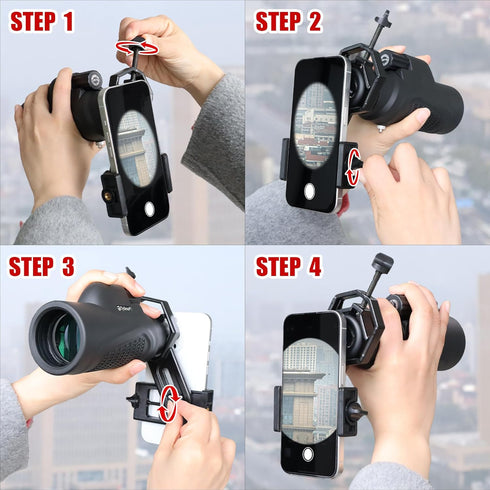 Metal Smartphone Telescope Adapter Camera Mount, Universal Phone Mount, Work with for Telescope Spotting Scope Microscope Monocular Binocular...