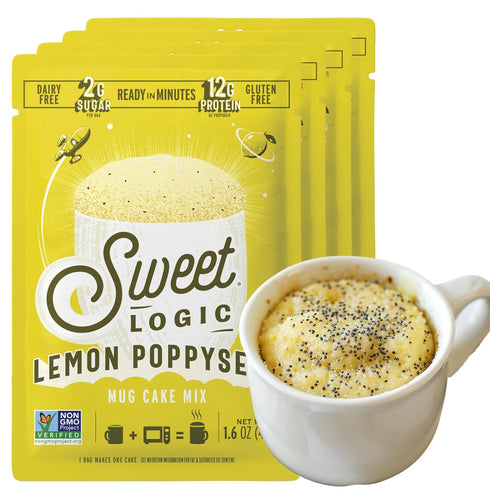 Sweet Logic Keto Dessert Mug Cake Mixes - Lemon Poppyseed - Low Sugar - Gluten-Free - Low Carb - Diabetic-Friendly Sweets - Natural Ingredients - ...