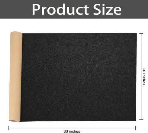 Leather Repair Patch - 60 x 16in Self Adhesive Leather Repair Patch Tape Kit for Furniture, Sofa, Office Chair, Car Seat, Leather Goods(Black)...