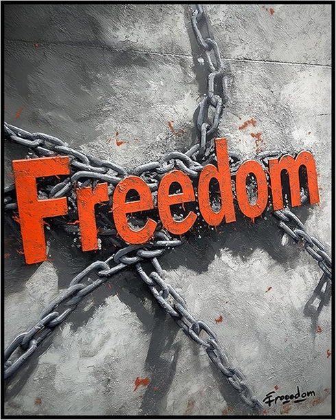 Posterizer-freedom-broken chains-inspiring typography art -3-Abstract & Modern Art Gift for Men Women Teens Decor for Home & Office- unframed wall...
