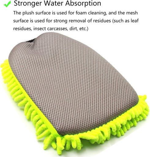 Premium Chenille Microfiber Car Wash Sponge, Ultimate Car Wash Mitt, Scratch Free, Lint Free, Double Sided, Plush(Green)...