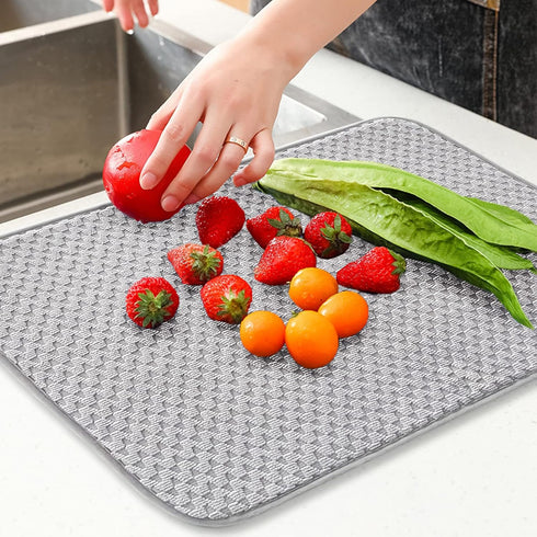 2 Pack Microfiber Dish Drying Mat,24*17 inch Absorbent Dish Drainer Kitchen Counter,Large Size Dish Drying Pad for Countertops,Sinks,Draining Rack...