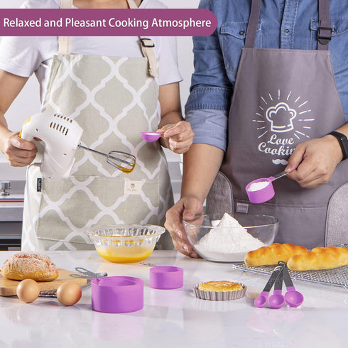 Measuring Cups and Spoons Set of Huygens Kitchen Gadgets 10 Pieces, Stackable Stainless Steel Handle Measuring Cups for Measuring Dry and Liquid I...