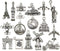 WOCRAFT 50pcs Wholesale Bulk Lots Travel Charms for Jewelry Making Mixed Smooth Tibetan Silver Metal Charms Pendants DIY for Jewelry Making Neckla...