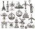 WOCRAFT 50pcs Wholesale Bulk Lots Travel Charms for Jewelry Making Mixed Smooth Tibetan Silver Metal Charms Pendants DIY for Jewelry Making Neckla...