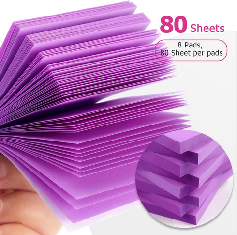 Sticky Notes 3x3 Self-Stick Notes Bright Colors Sticky Notes 8 Pads 80 Sheet/Pad (Purple)...