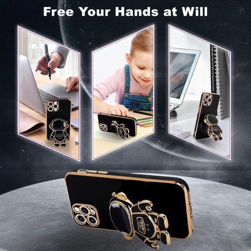 Compatible with iPhone 13 Pro Case Cute, 3D Astronaut Stand Shockproof Camera Protection Space Kickstand Soft Plating Cover for Apple iPhone 13 Pr...