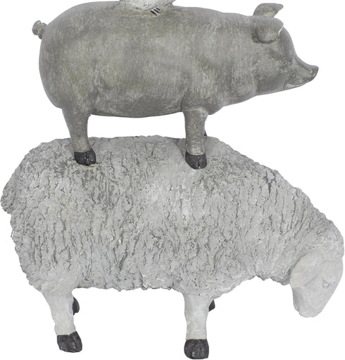 Deco 79 Polystone Farm Animals Decorative Sculpture Stacked Home Decor Statue, Accent Figurine 9" x 4" x 12", Gray...