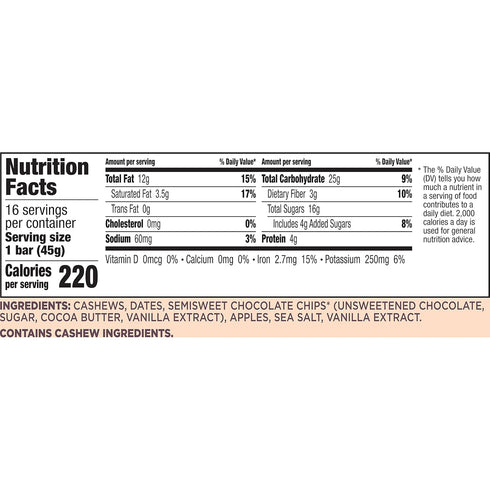 Larabar Chocolate Chip Cookie Dough, Gluten Free Fruit & Nut Bar, 16 Ct...