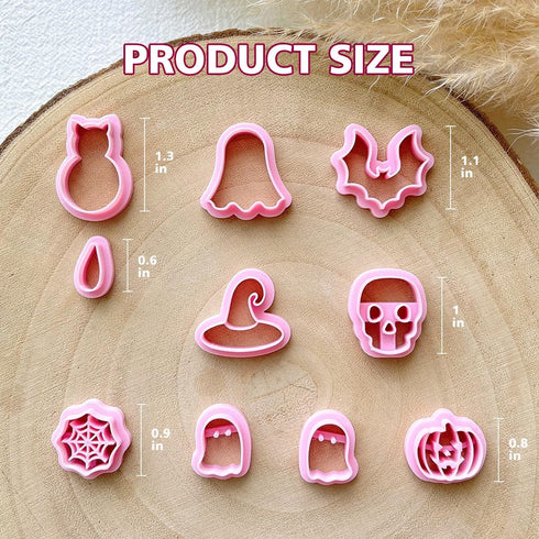KEOKER Halloween Clay Cutters, Clay cutters for Halloween Earrings Making, 10 Shapes Halloween Clay Earrings Cutters, Halloween Polymer Clay Cutte...