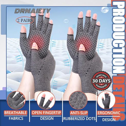 DRNAIETY 2 Pairs Compression Gloves for Hand Arthritis, Rheumatoid, Osteoarthritis, Carpal Tunnel Pain for Women & Men, Anti-Slip Glue dot Gloves ...