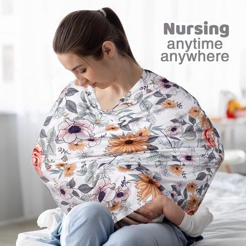 Rquite Car Seat Covers for Babies, Baby Car Seat Canopy Carrier Cover, Breathable Nursing Cover for Breastfeeding, Stretchy Carseat Cover Boys Gir...