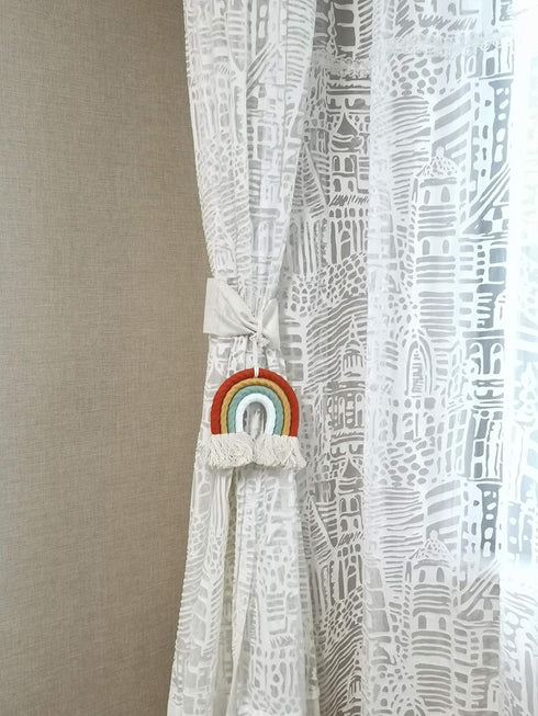 ZWA Rainbow Wall Hanging, Cotton, Bohemian, Baby Shower, Nursery Decor, Handmade Macrame, 13.5 x 5.5 inches...