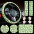 Frienda 10 Pcs Flowers Vintage Groovy Car Accessories Set Floral Steering Wheel Cover Flowers Car Air Vent Clips Center Console Armrest Cushion Ca...