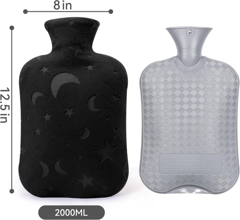 Hot Water Bottle with Soft Cover, 2L Hot Water Bag for Menstrual Cramps, Neck and Shoulder Pain Relief, Hot and Cold Therapies, Hand Feet Warmer, ...