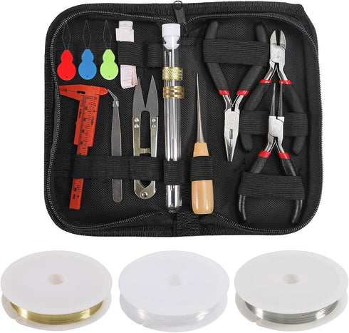D-FLIFE Jewelry Making Supplies Kit with Jewelry Tools, Jewelry Wires and Jewelry Findings for Jewelry Repair and Beading (23pcs)...