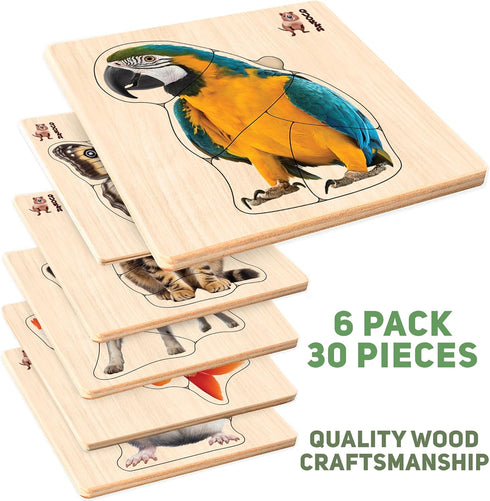 QUOKKA Realistic Wooden Puzzles for Toddlers 1-3 Year Old - 15x15 Inches Kids Puzzles Ages 2-4 - Birds, Animals, Fish, Butterfly Montessori Toddle...