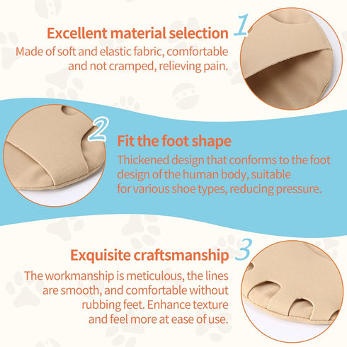 2 Pairs Gel Metatarsal Pads Men Women Honeycomb Fabric Forefoot Pads High Heels Comfort Pads Soft Ball of Foot Cushions Inserts for Pain Relief No...
