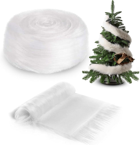 Fur | Faux Fur Fabric | White Fur Ribbon Trim Fabric - 2" Wide x 36" Long (3 FT) Fake Fur Fabric - Soft Christmas White Faux Fur for Crafting, Sew...