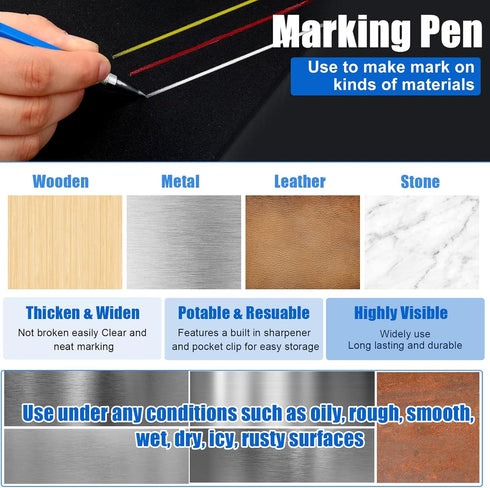 2 Pcs Welders Pencil with 48 PCS Round Refills Mechanical Pencils Metal Welding Marker for Tube Pipe Fitter Welder Steel Construction Woodworking ...