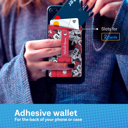 iJoy Disney Minnie Faces Red Phone Wallet - Adhesive Card Holder with Finger Strap and Kickstand for iPhone (4x3x0.3 inches)...