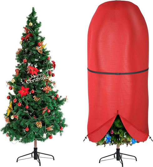 Christmas Tree Cover with Adjustable Straps, Durable Upright Xmas Tree Storage Bag with Zipper & Drawstring for up to 6 Foot Artificial Tree Stand...