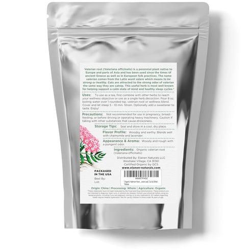 Organic Valerian Root 4 oz. (113g), USDA Certified Organic Valerian Root Herb, Valerian Root Tea, Valeriana Tea, Te De Valeriana Para Dormir, Vala...
