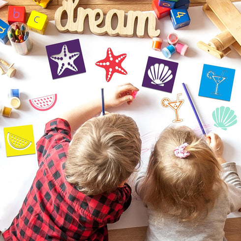 24 Piece Stencils for Kids Stencils for Painting Sidewalk Chalk Stencils Outdoor Garden Themed Stencils Hawaii Style Collection-5in...