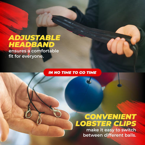 Boxing Reflex Ball for Adults and Kids - React Reflex Balls on String with Headband, Carry Bag and Hand Wraps - Improve Hand Eye Coordination, Pun...