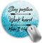 Positive Round Mouse Pad, Blue Small Mouse Pad with Non-Slip Rubber Base, Stitched Edge Mousepad for Desk Wireless Mouse, Gaming Mouse Mat for Com...