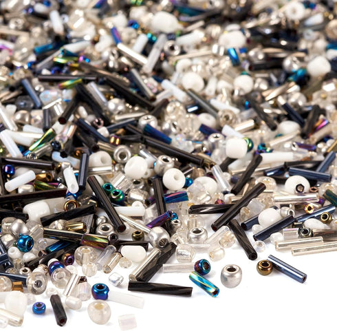 Black White Assorted Glass Seed Beads Kit Small Rondelle Pony Tube Bugle Beads Crystal Embroidery Beads for Crafts DIY Friendship Bracelets Jewelr...