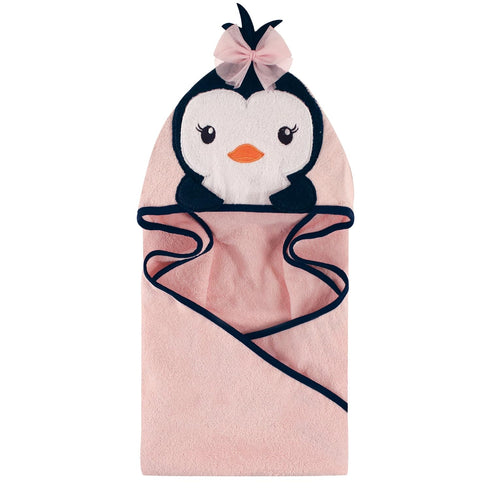 Hudson Baby Unisex Baby Cotton Animal Face Hooded Towel, Miss Penguin, One Size...