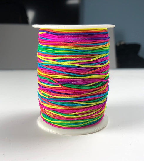 Elastic Beading Cords 100m Elastic String for Bracelets Rainbow 1mm Elastic Cord Pony Beads Crafts Pony Beading Thread Stretch String Craft Cord P...