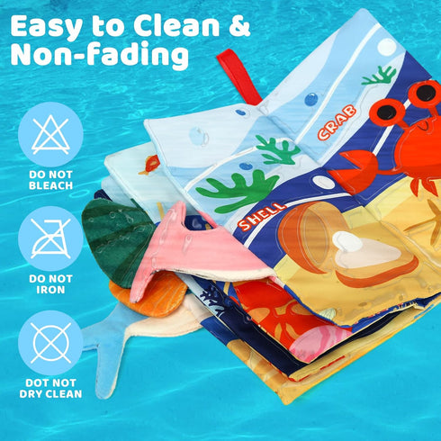 2PCS Baby Books - Montessori Toys Cute Animal Theme Baby Cloth Books 6 to 12 Months, Soft Stuffed High Contrast Crinkle Infant Sensory Toys, Boys&...