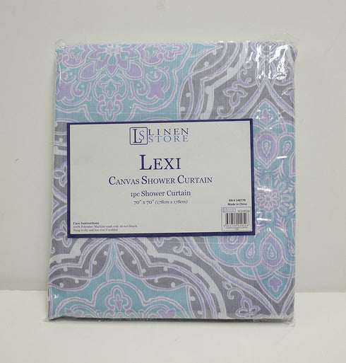 Linen Store Shower Curtain for Bathroom Printed Durable Fabric Canvas Shower Tub Decor, Wateresistant Curtains, 70"x70" Lexi, Contemporary Geometr...