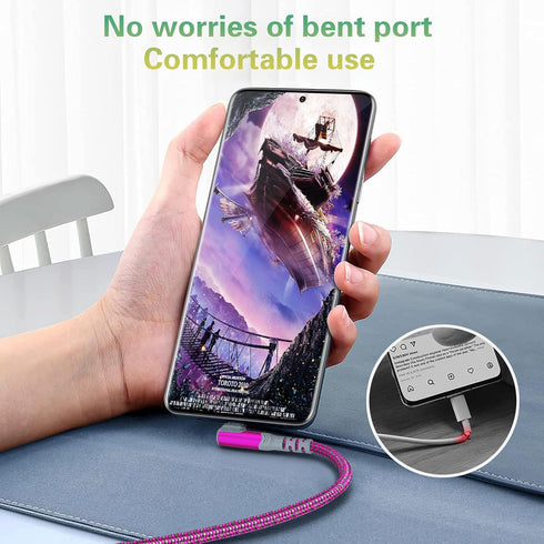 ?5-Pack? USB C Cable,10FT 3.1A Type C Charger Fast Charging Cable Durable Nylon Braided Right Angle USB C Charging Cable Compatible with Samsung S...