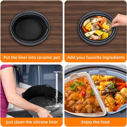 Silicone Liners Fit for Crock Pots/Slow Cookers 7-8 Quart, Slow Cooker Divider Insert Compatible for Crockpot Liner, Reusable/BPA Free/Leakproof/C...
