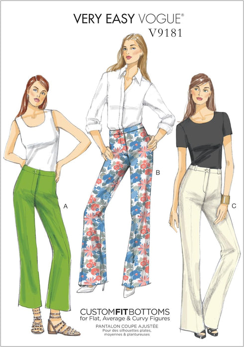 Vogue Patterns Misses' Custom-Fit Boot cut Pants, 14-16-18-20-22, Red...
