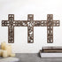 Yookeer 3 Pcs Wooden Cross Wall Decor Cross Hanging Handmade Antique Religious Brown Wooden Home Decorations Hand Carved Wall Decor for Living Roo...