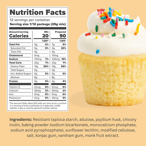 Keto Cupcake & Cake Mix - Gluten Free Keto Baking Mix - 0g Net Carbs - Sweetened with Allulose - No Erythritol - Sugar Free, Kosher - 10.6oz Mix...