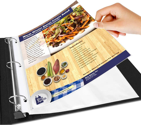 Recipe Protectors, Holds Standard 8.5" x 11" Paper, 30 Pack, Reinforced Holes, Refill Sheets For 3 Ring Binders...